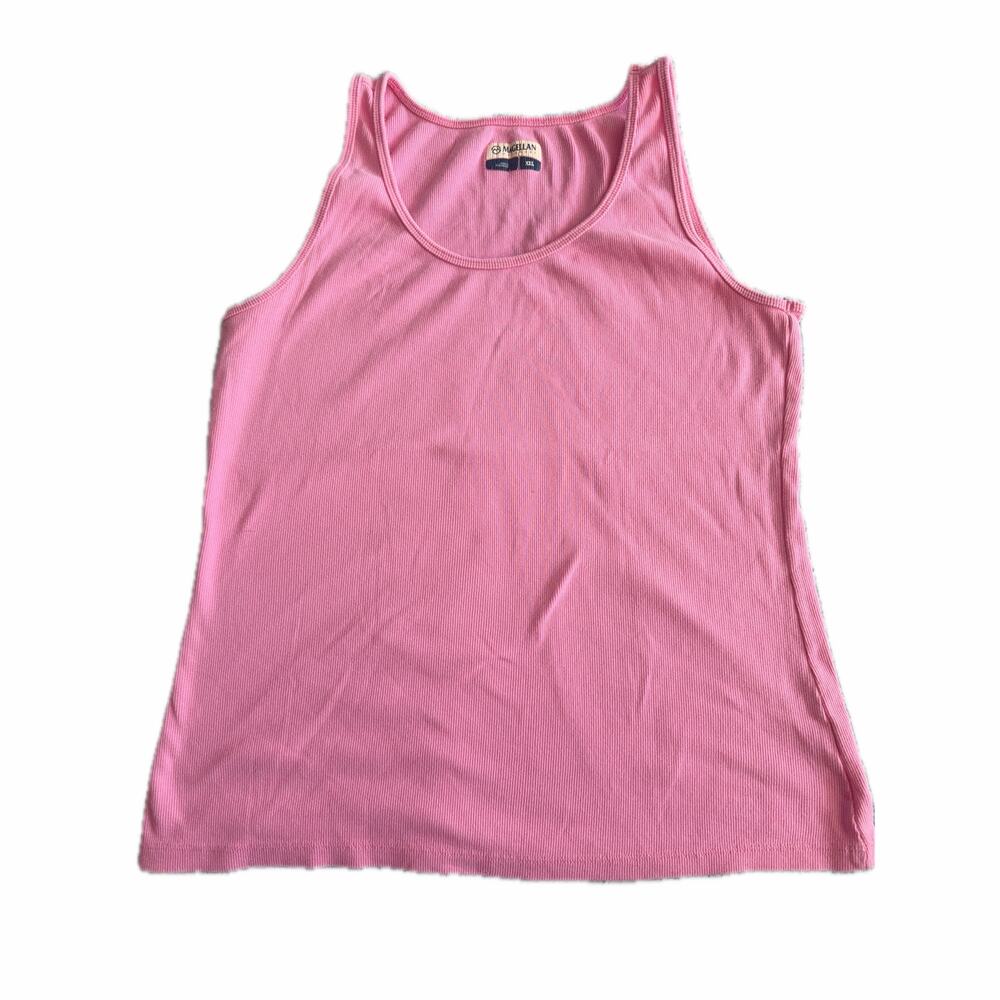 Magellan Outdoors Pink Ribbed Knit Cotton Stretch Tank Top Women's Size XXL